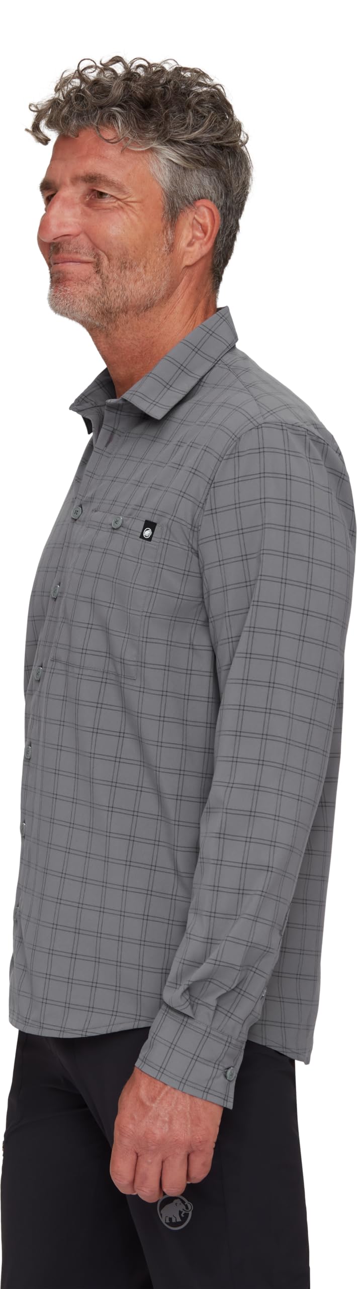 Mammut Lenni Longsleeve Shirt Men – Koszula Trekkingowa Męska | Długi Rękaw, Ochrona UV, Szybkoschnąca i Oddychająca | Rozmiar M, Stalowy-czarny