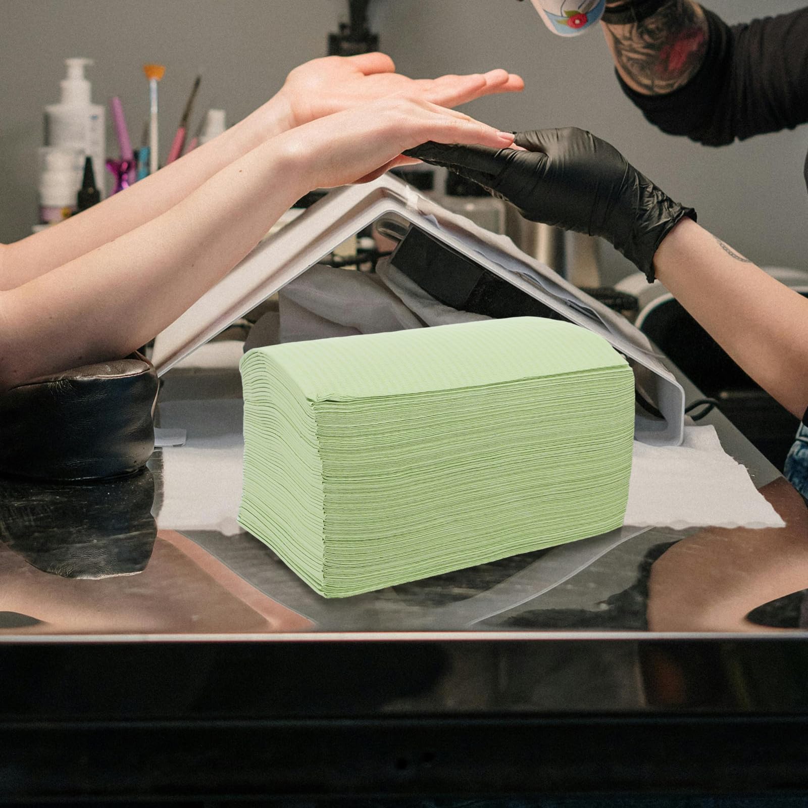 Tappetini Monouso per Unghie in Carta 125 Pezzi Protezione Delicata e Non Irritante per Saloni di Tatuaggi e Manicure Professionale