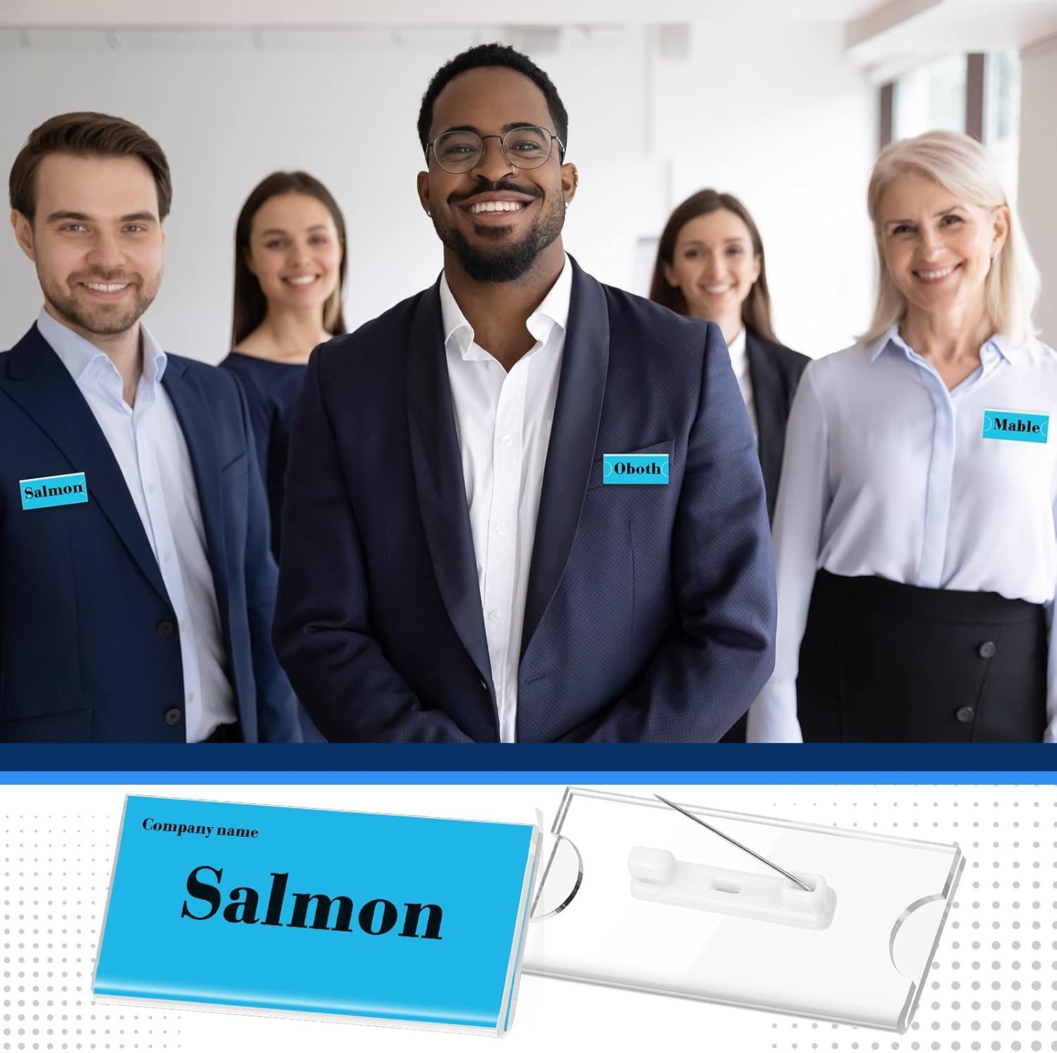 Censen 30 Pcs Name Tags with Pins Badges for School Work Name Badge Holder for Clothes Clear Acrylic Sign Display Holder DIY Blank ID Holders Printable Label for Work Business Classroom - Image 6