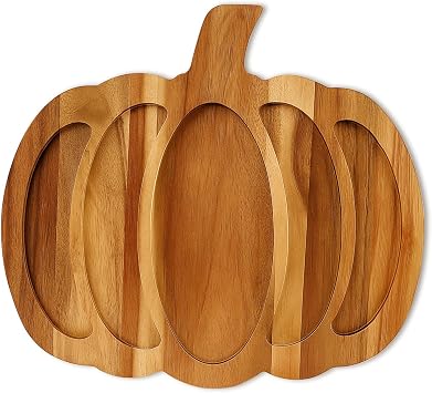 Wood Pumpkin Decor Platter Halloween Charcuterie Boards Fall Serving Dishes