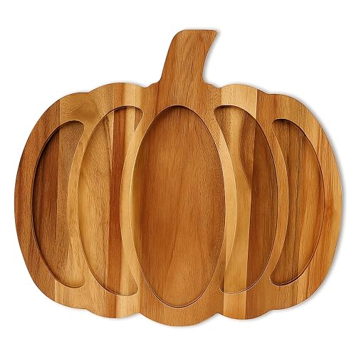 Wood Pumpkin Decor Platter Halloween Charcuterie Boards Fall Serving Dishes