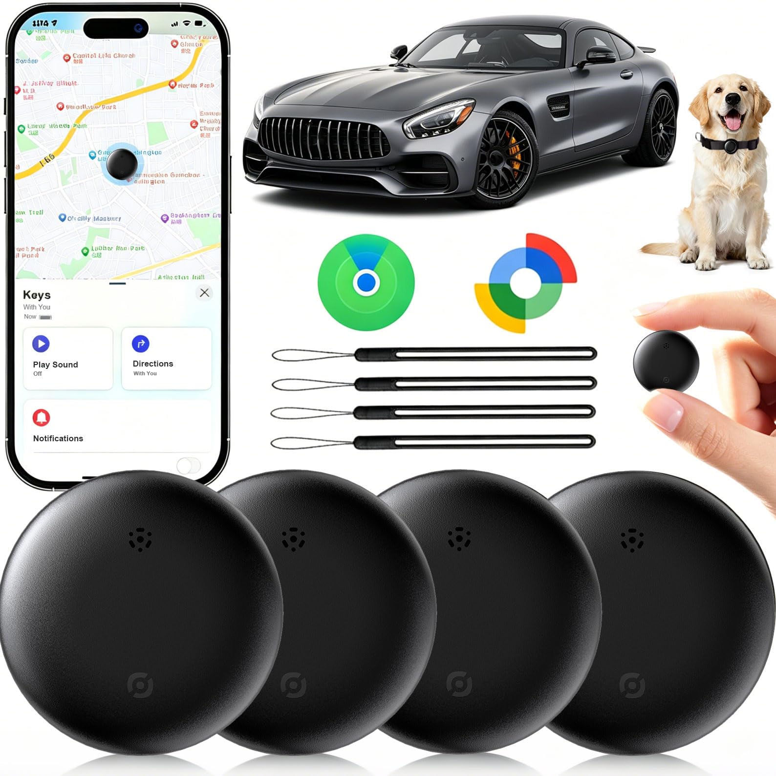 2 Pack Dual System GPS Tracker for iOS and Android Bluetooth Tracker Smart Tags Compatible with Apple Find My (iOS) & Google's Find Hub(Android) for Keys, Vehicles, Car, Luggage, Wallet-image-35