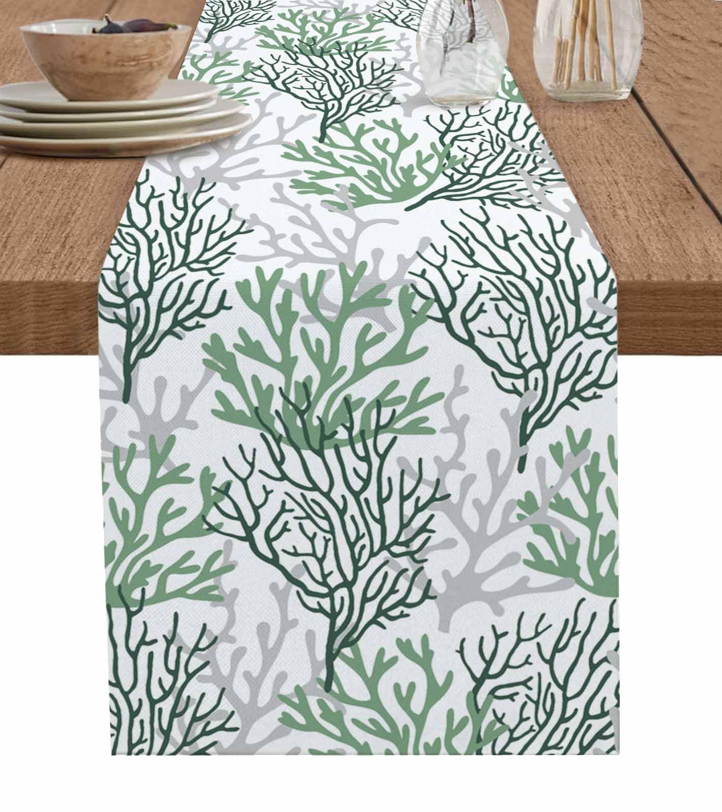 Chemin de table mer et plage en coton lin ideal pour mariage estival et dejeuner au cafe