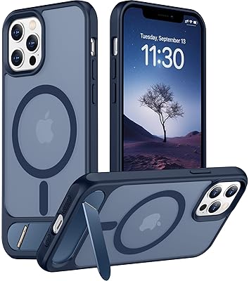 Temdan Magnetic Compatible with iPhone 15 Pro Max Case, [Built-in Invisible Kickstand][Compatible with MagSafe] [Military Grade Shockproof] Slim Translucent Matte Phone Case for iPhone 15 Pro Max 6.7"