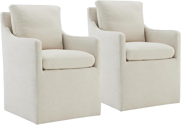 KISLOT KISLOT Upholstered Dining Chairs with Casters 2PCS Modern Accent Armchair with Rollers for Diningroom Bedroom Liv