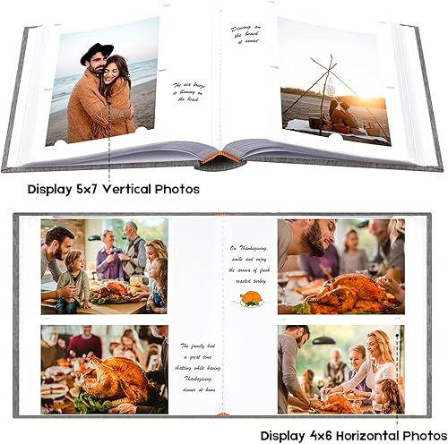 Miniatura 5 de Aevdor Álbum de fotos de 4 x 6 con espacio de escritura con capacidad para 240 fotos de 4 x 6 pulgadas o 120 fotos de 4 x 6 y 5 x 7 pulgadas,