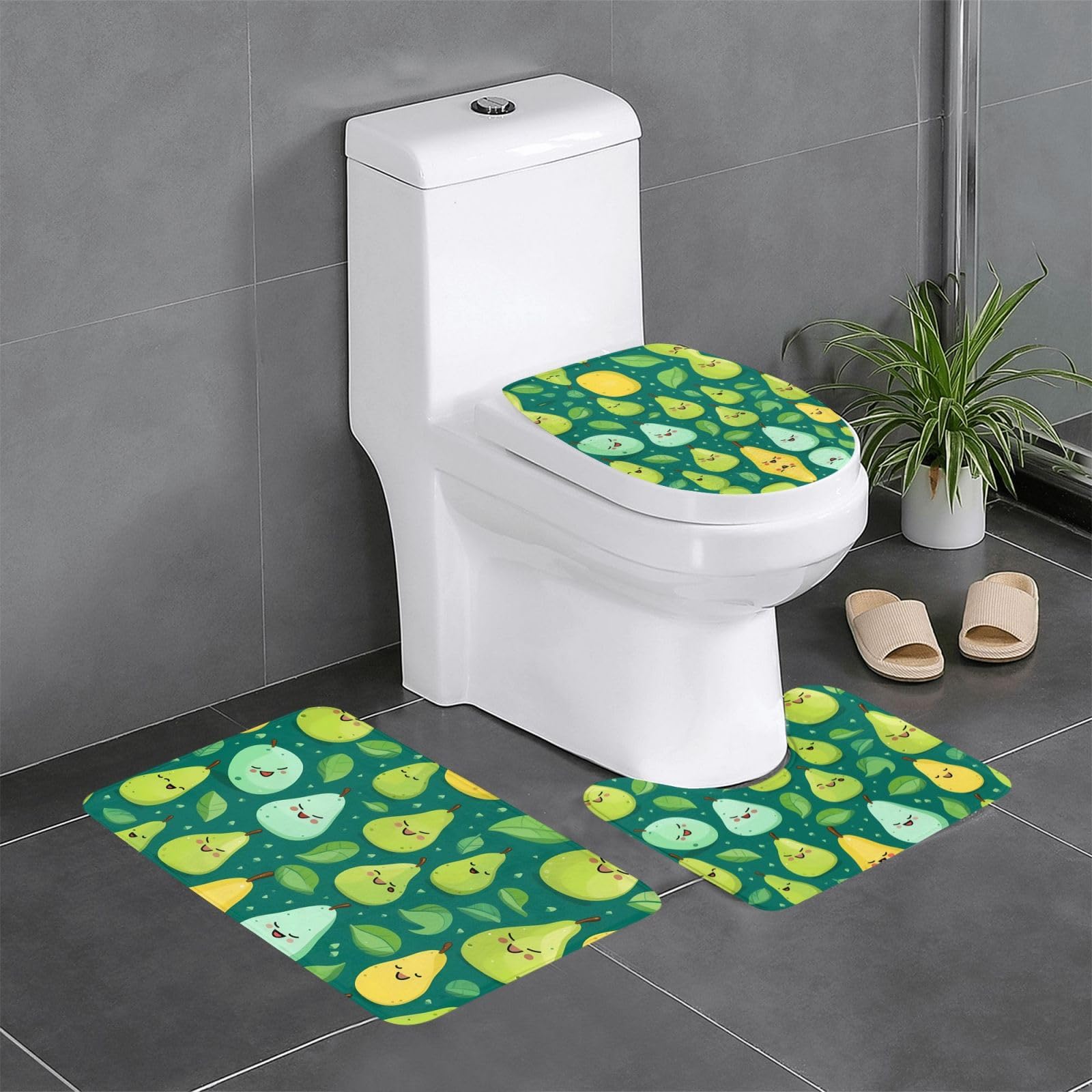 Tapis de salle de bain poire lot de 3 antidérapants 61x40cm pour toilettes