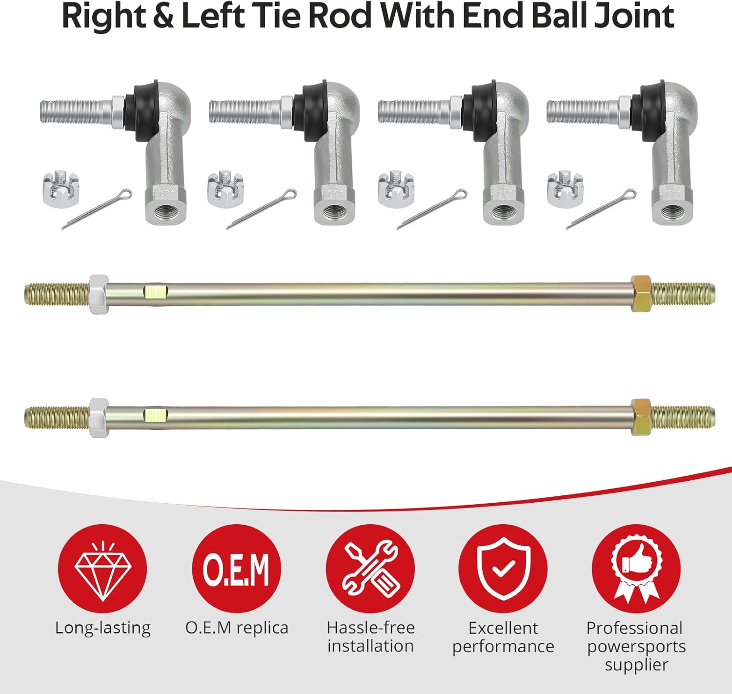 JAVIK Left & Right Tie Rod With End Ball Joint For Can-Am ATV Outlander Renegade 450 570 650 800 850 1000 2012-2024 O.E.M# 703501038 703500783 703500922
