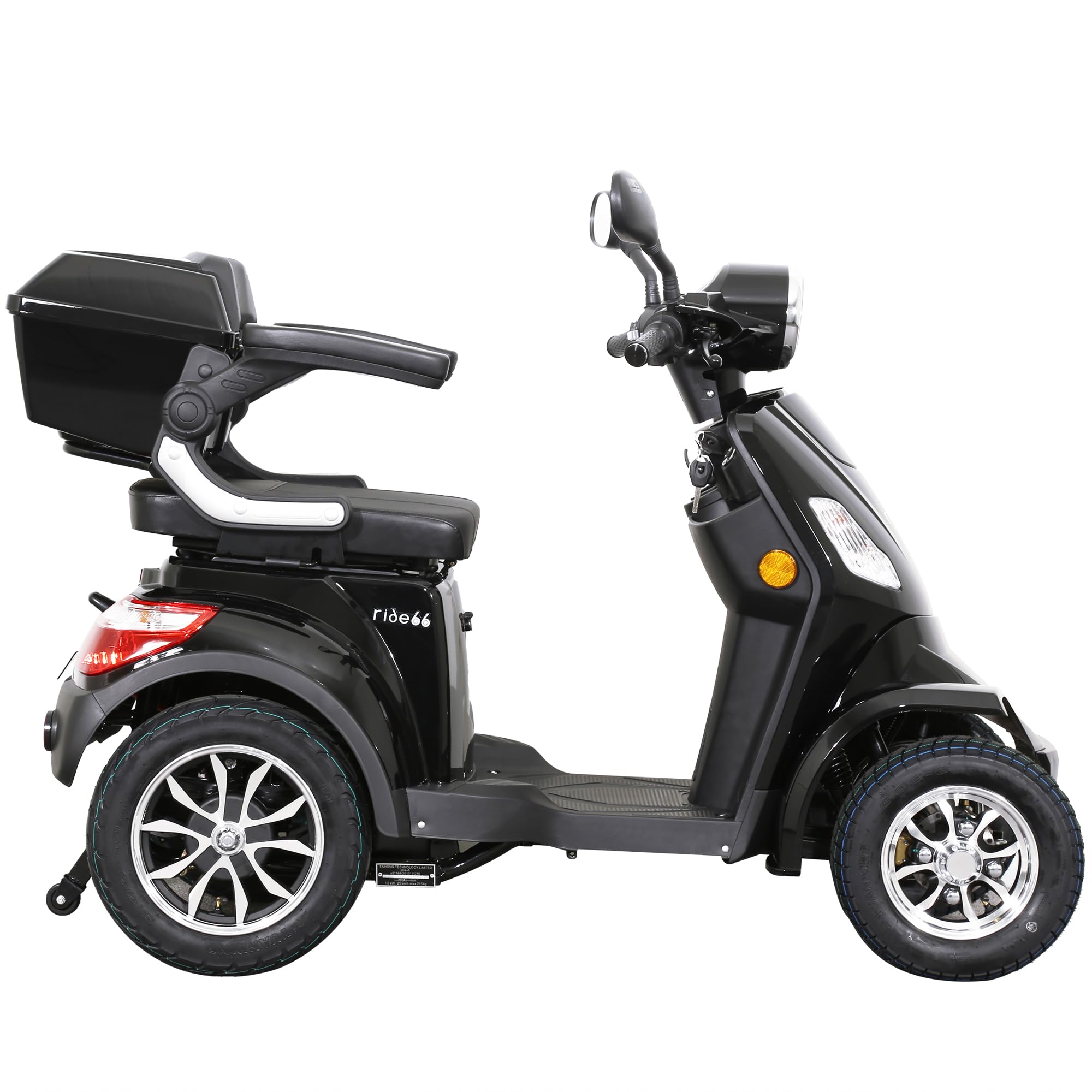 Scooter électrique Ride66 4 Roues – Homologué Route, Autonomie 60 Km, Vitesse Max 25 Km/h, Charge 200 Kg