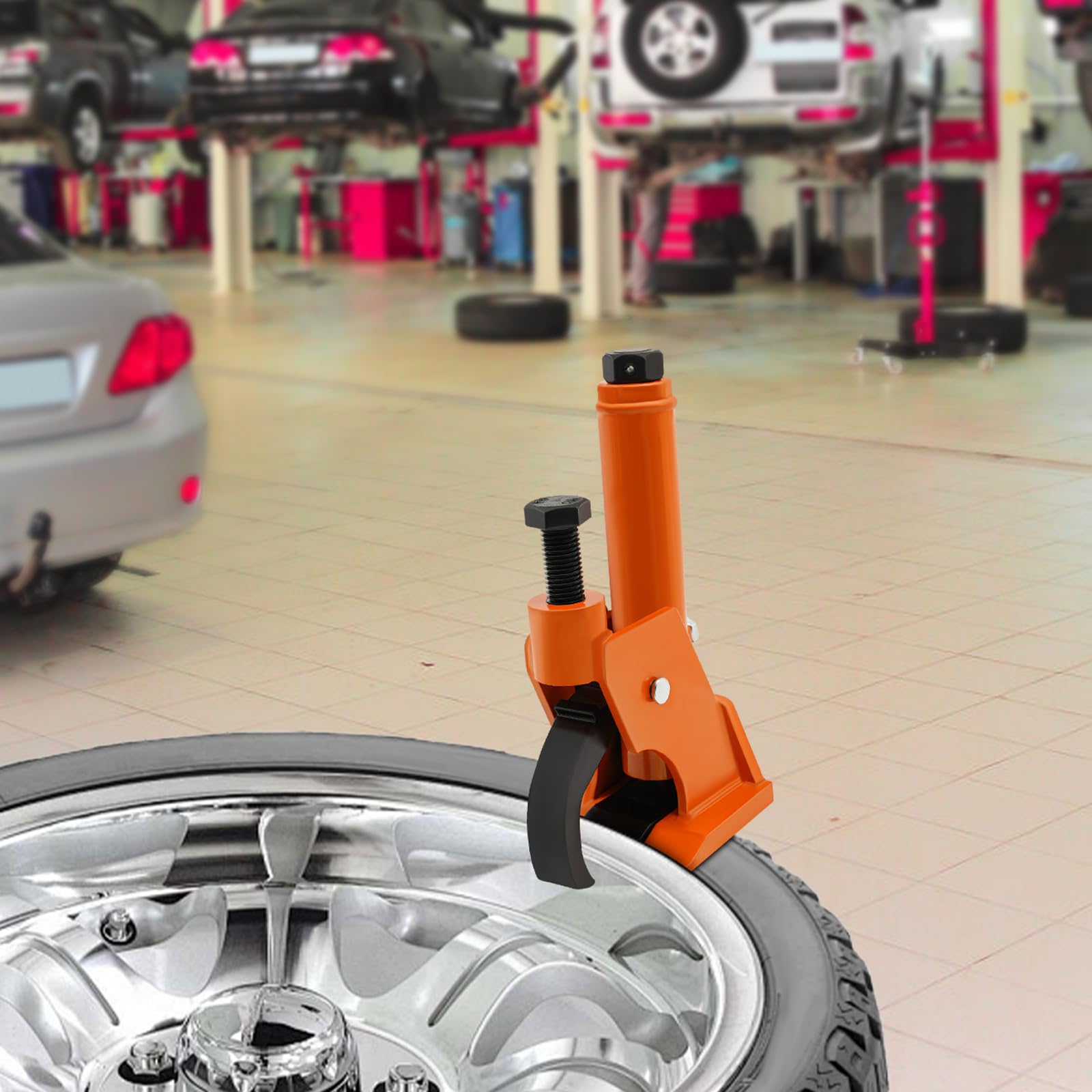 Manueller Reifenmontiergerät, Reifenmontiergerät, Reifenwechsler, Manuelles Reifenmontierwerkzeug, Geeignete Reifengröße 96,5–106,7 cm, für LKW Traktor Auto Reifen (Orange)