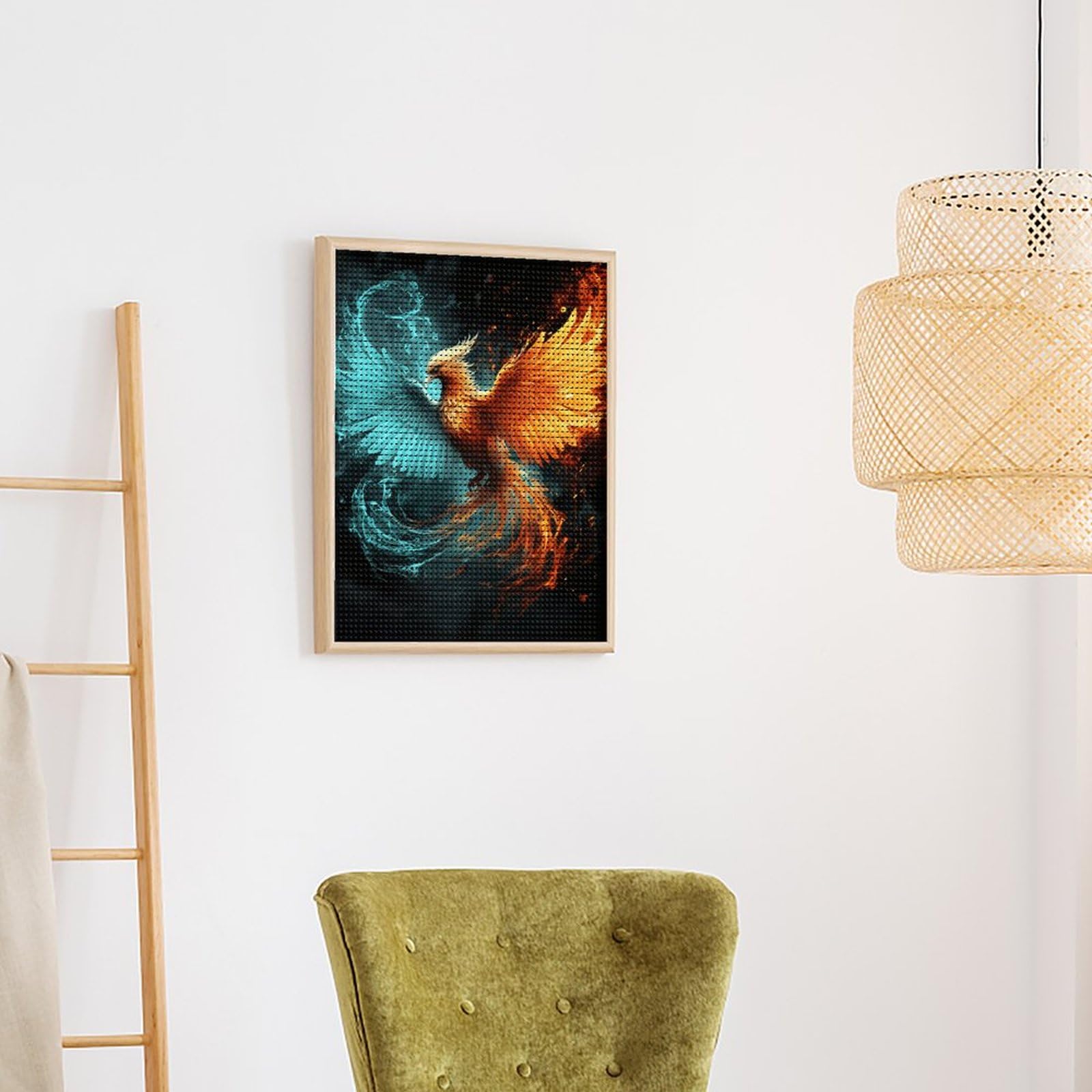 Ginfonr 5D Diamond Painting Uccello Fenice: Kit Completo 30x40cm Con Tela Numerata E Diamanti Rotondi Lucenti