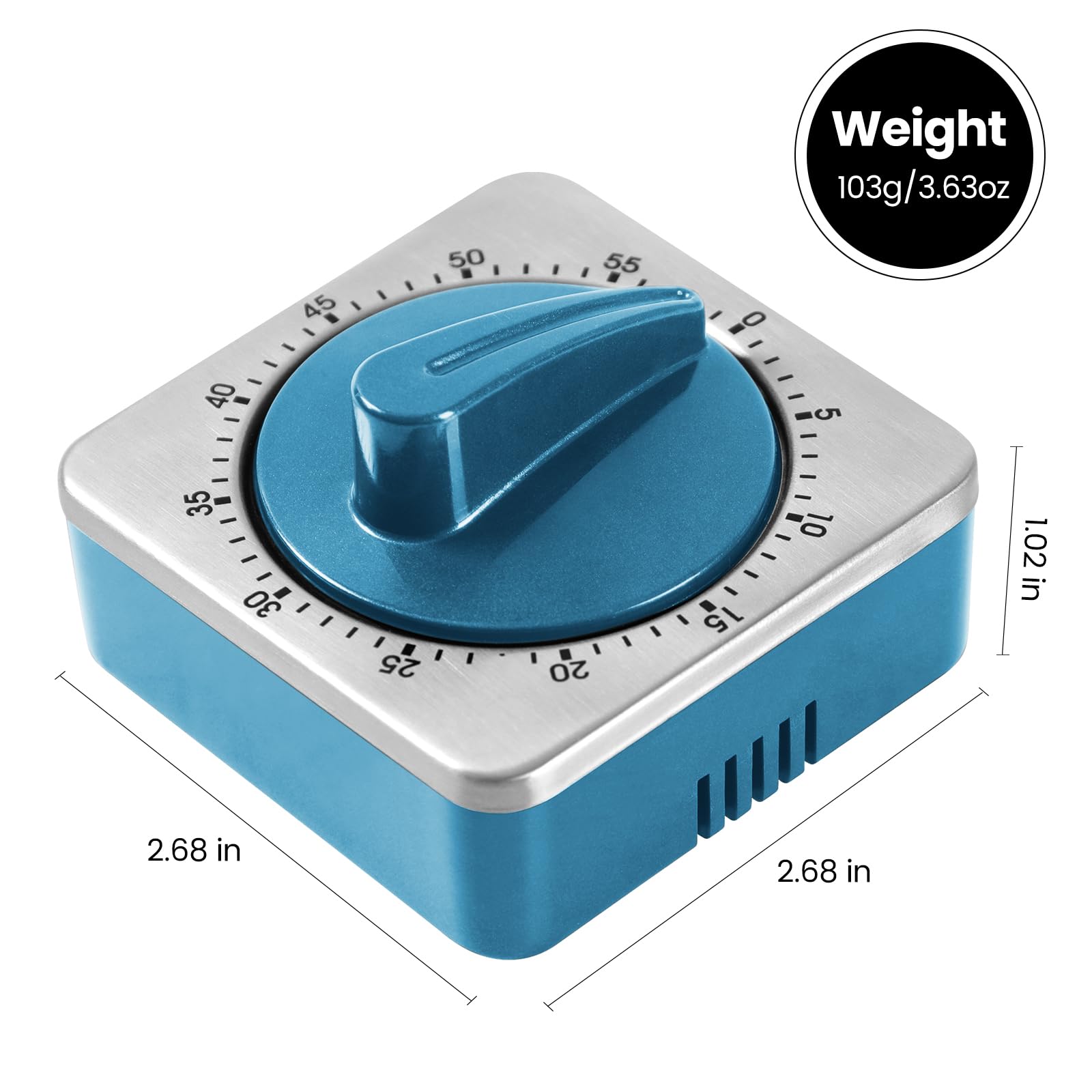 Allbean Timer Da Cucina Magnetico Ricaricabile USB-C - Batteria 800 MAh, Display LED, 3 Preimpostati (5/15/25 Min) E 3 Volumi