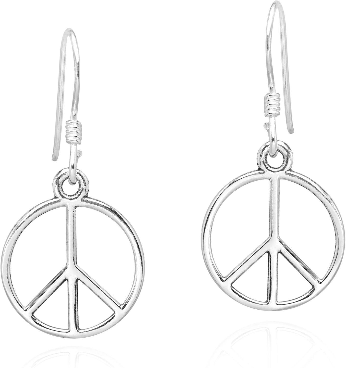 AeraVida 925 Sterling Silver Peace Symbol Dangle Earrings | Minimalist Fashion Earrings for Women