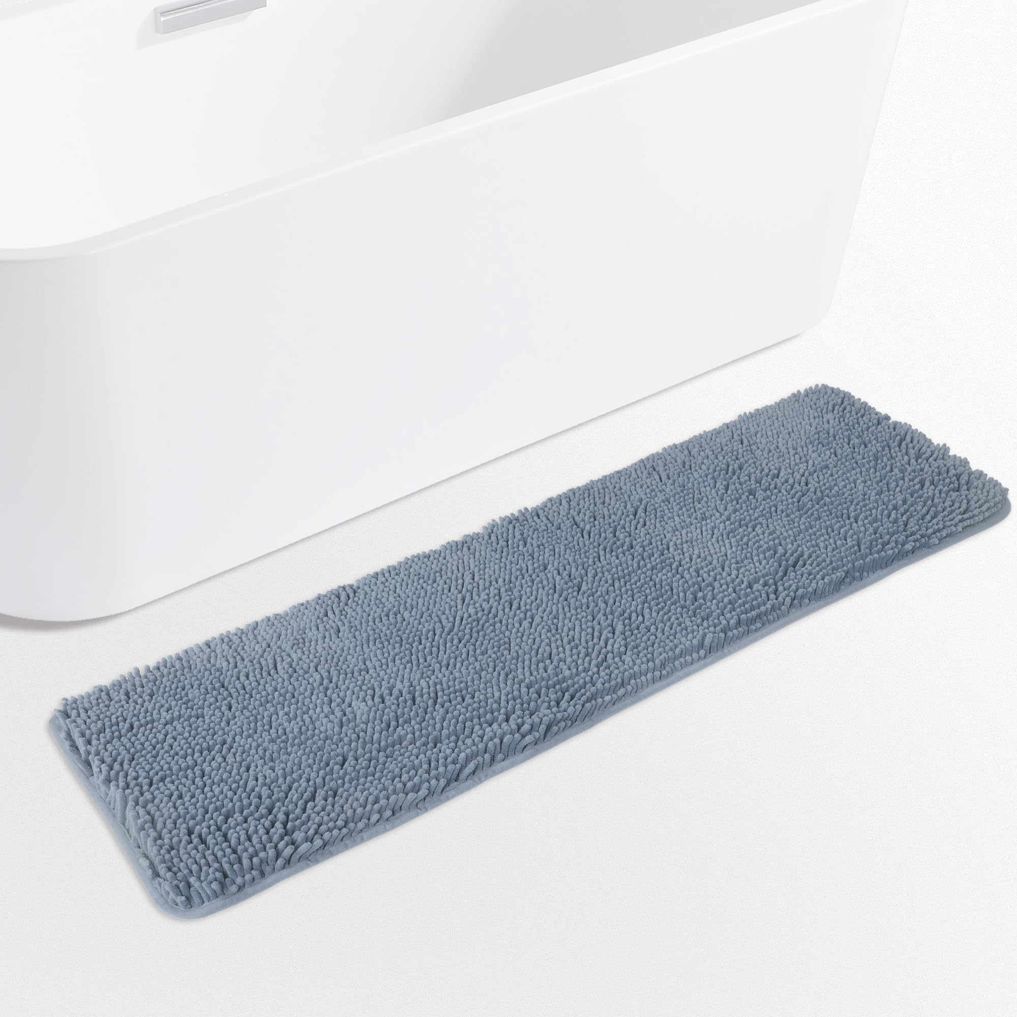 Yeaban Blue Bathroom Rug 17"x47",Thick Chenille Bath Mats,Absorbent and Washable Bath Rug Non-Slip, Extra Soft Rugs for Bathroom Floor,Tub,Shower and Sink โ image 1