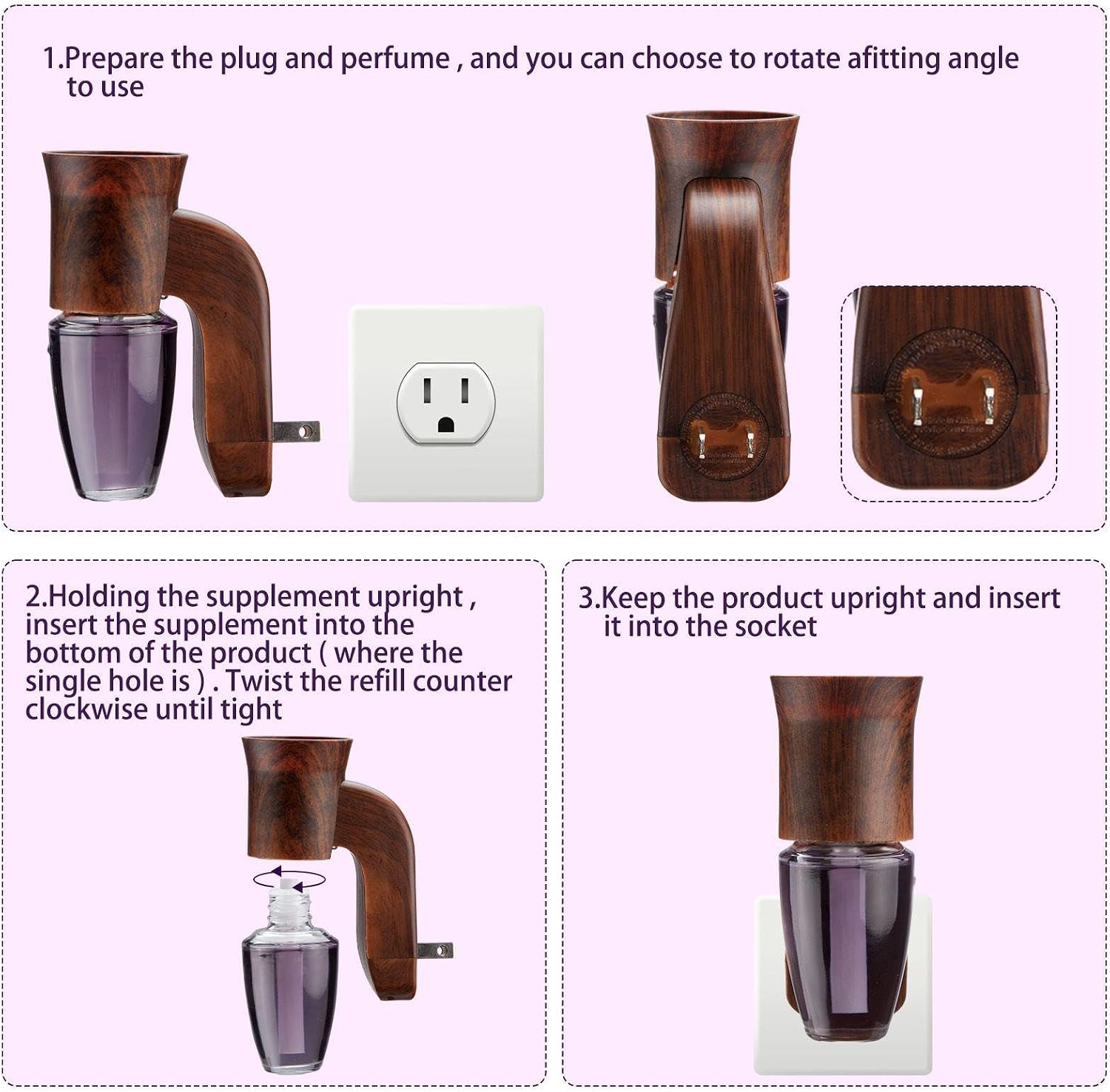 Nitial 2 Pcs Wall Fragrance Plug in with Night Light