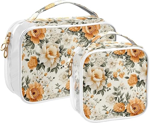 Miniatura 2 de Floral Flower Clear Toiletry Bag for Traveling,2 Pack Makeup Cosmetic Bag with Zipper,Travel Bag for Toiletries,Travel Essentials 21215273