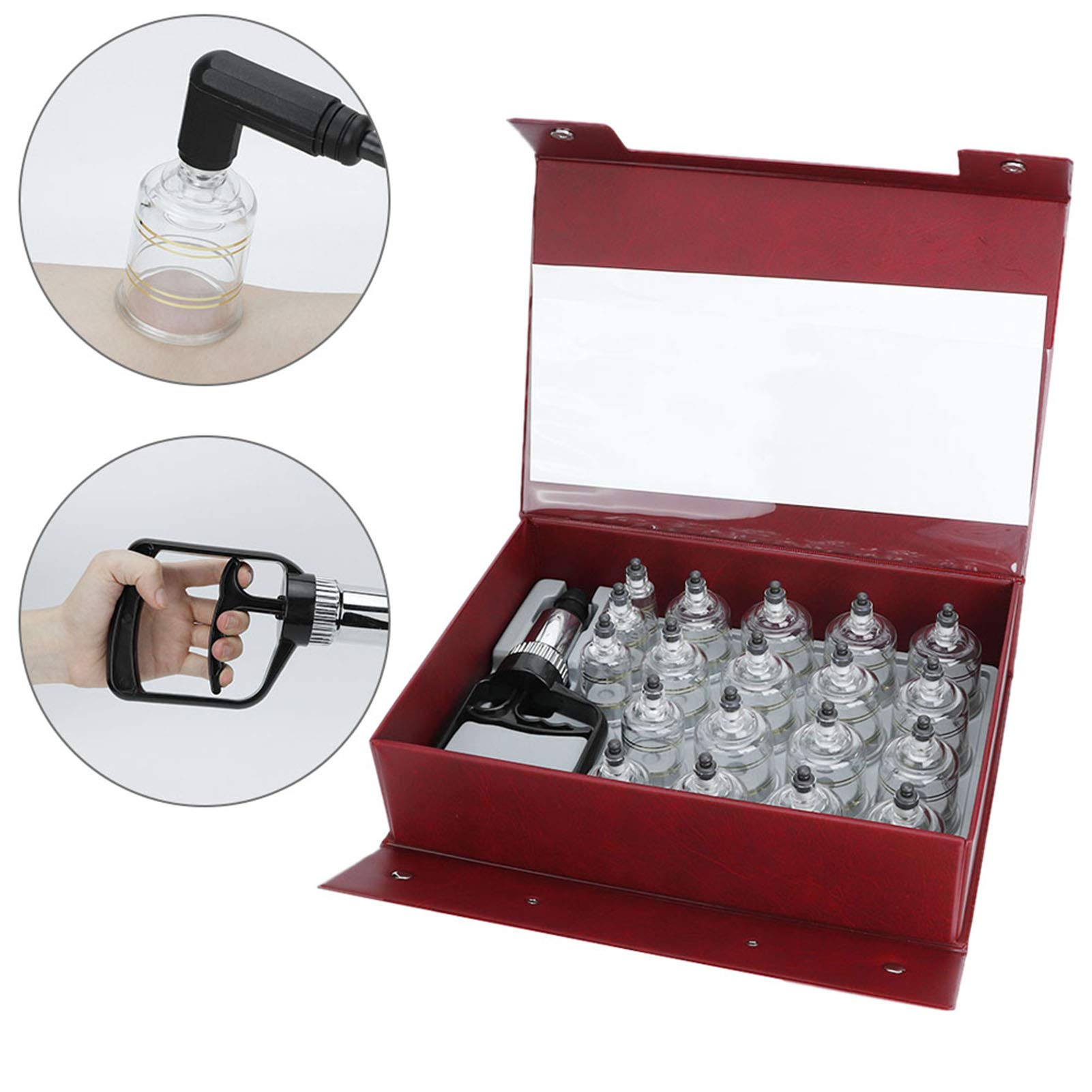 Set di coppettazione con Pompa, Set di coppette Hijama Cinese Ventose per Vuoto Massaggiatore Ventosa Set per del Vuoto per Massaggio con coppettazione Muscoli e articolazioni