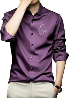 IndoPrimo Men's Satin Shirt with Spread Collar Neck Line Solid Pattern Full Sleeves Regular Fit Western Style and Standard... Price In India