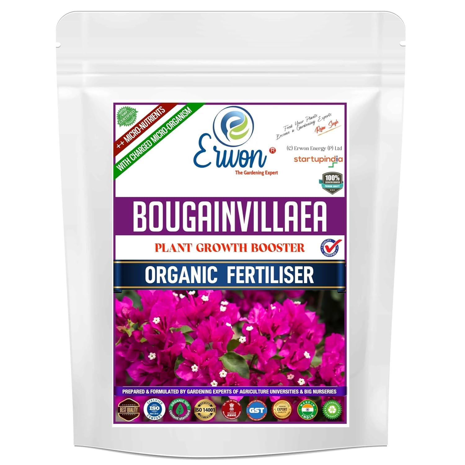 Erwon® Bougainvillea Plant Food, Premium Essential Powerful Organic Fertilizer for Overall Growth of Bougainvillea Plants, with Charged Micro-organism and ++ Micronutrients (5 kg)