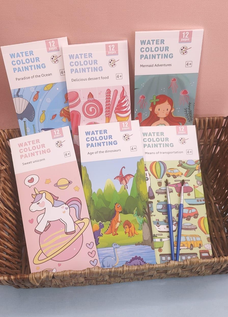 AMANVANI Painting Book for Kids (4pcs) Watercolor Painting Books for Beginners, Pocket Painting Book with Paint Brush, Pocket Painting Books for Kids Birthday Return Gift for Girls Boys (B0CQWH7FRK) Amazon Price History, Amazon Price Tracker
