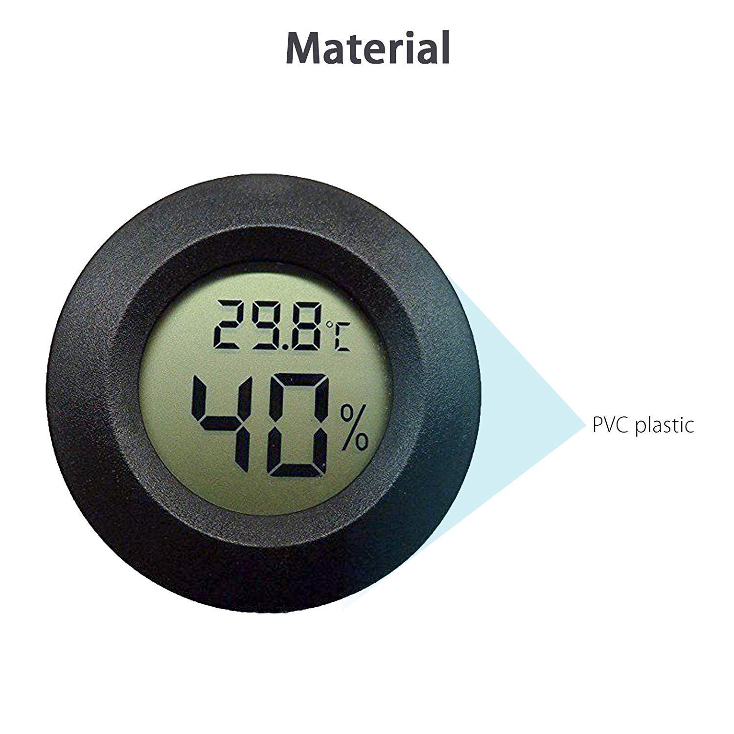 2pcs Mini Digital LCD Temperatura Humedad Medidor Termómetro Higrómetro Ronda - Negro