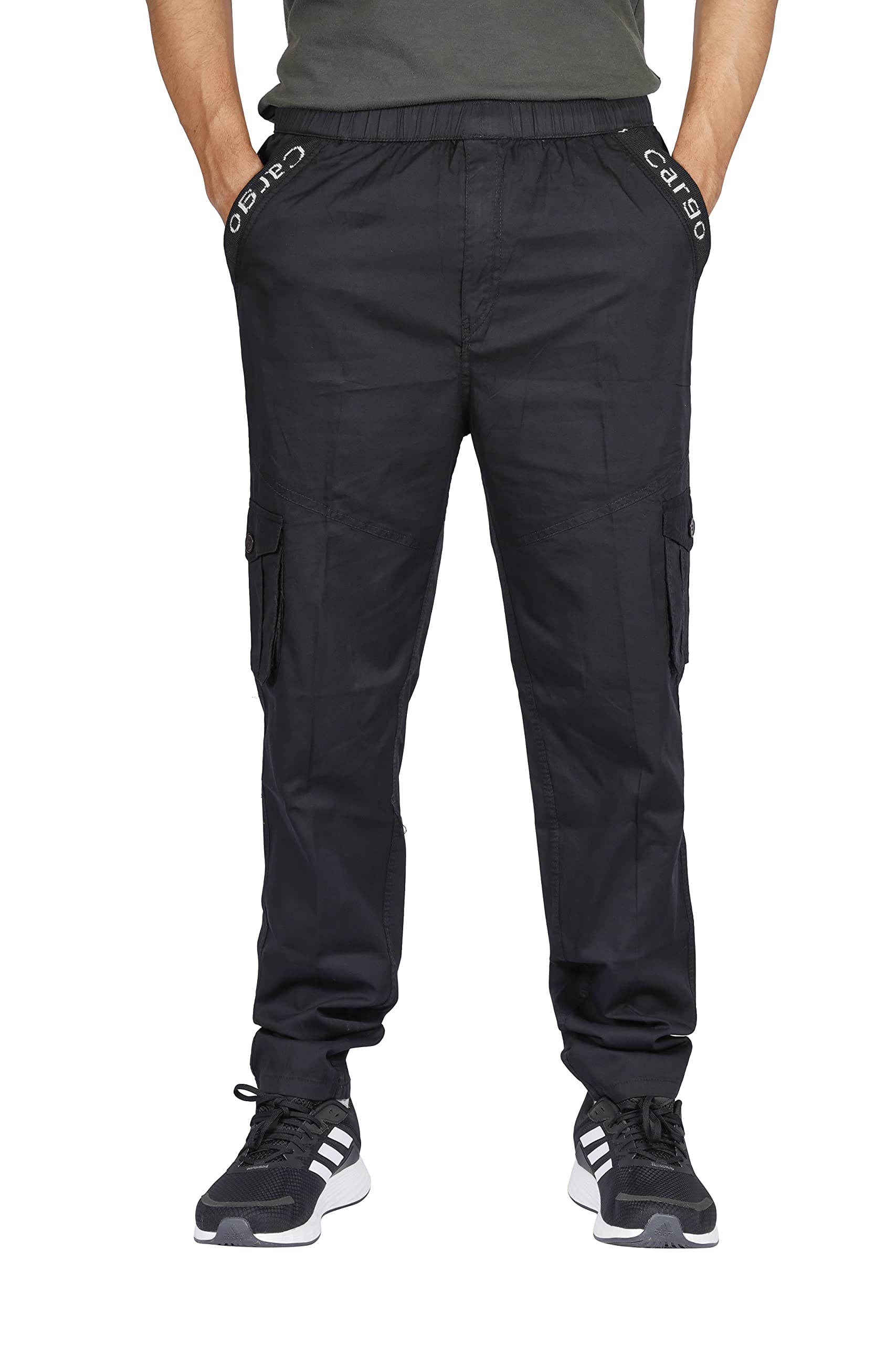 Cotton Cargo Track Pant for Men, Men's Regular Fit Track Pants Lower with Multi-Pockets & Side Pockets, Regular Fit for Men Track Black-image-40