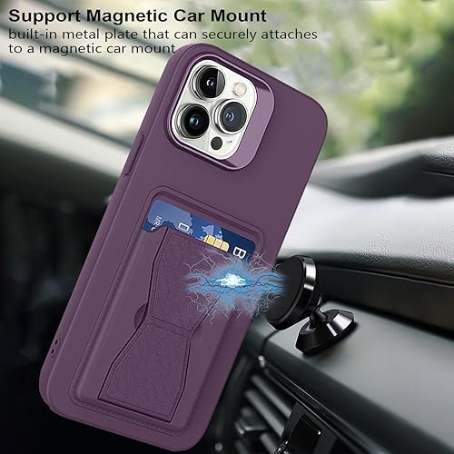 Miniatura 2 de Funda magnética con función atril para iPhone 15 Pro Max, compatible con soporte magnético para automóvil, cartera delgada a prueba de golpes, funda