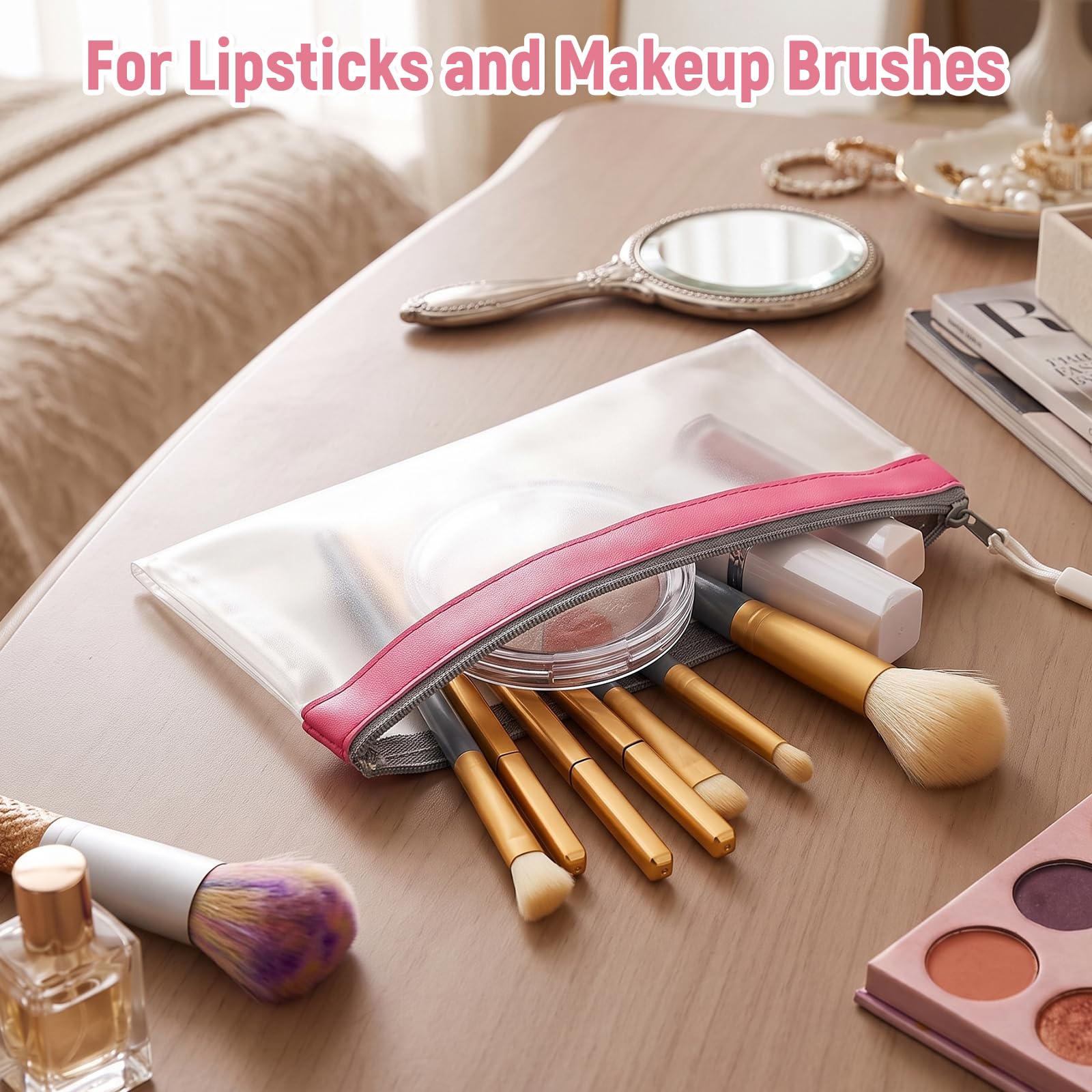 Feifeiya 24 astucci trasparenti con cerniera, multifunzionali e colorati, per ufficio, cosmetici (macaron)