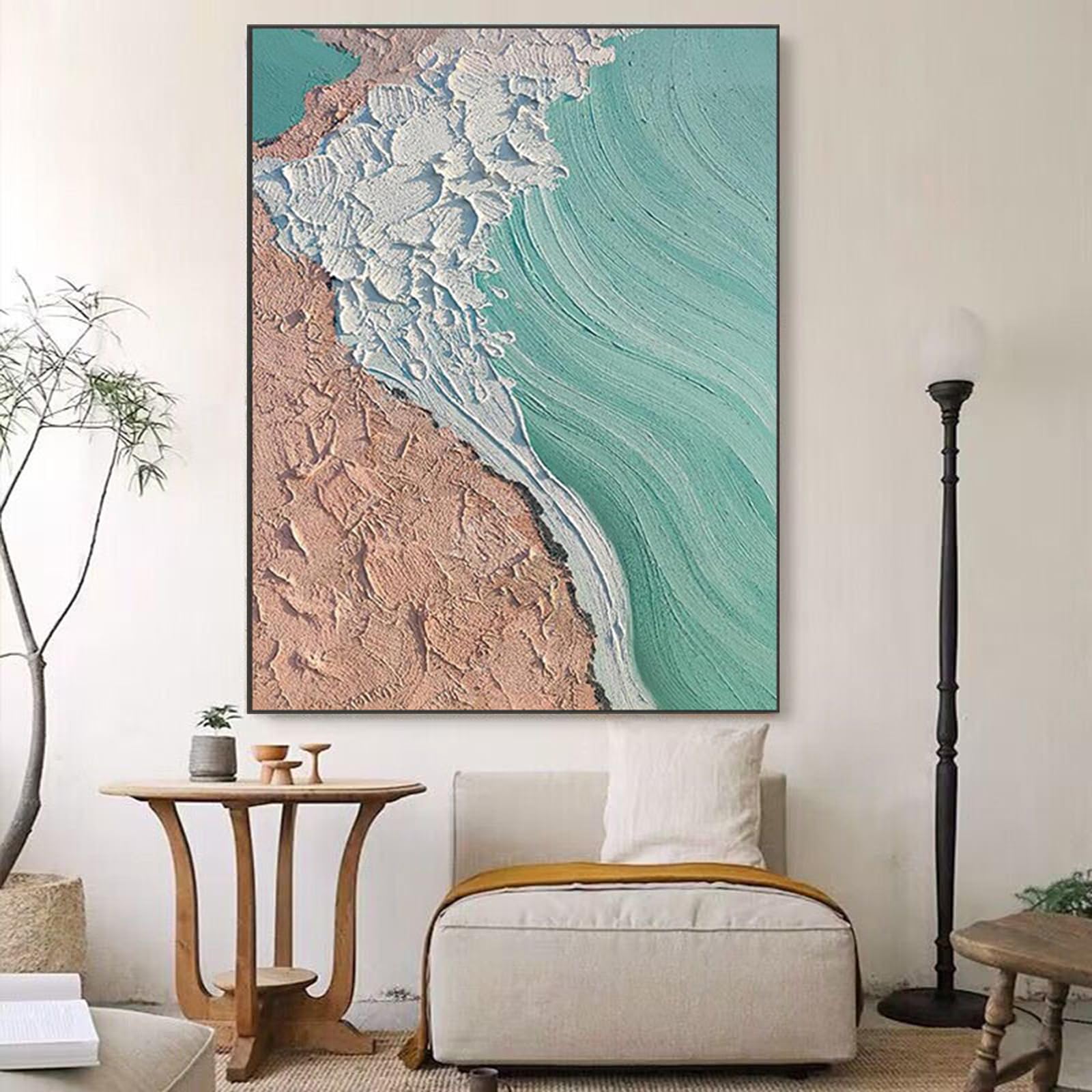 Peinture abstraite sur toile pour habiller un grand mur de salon