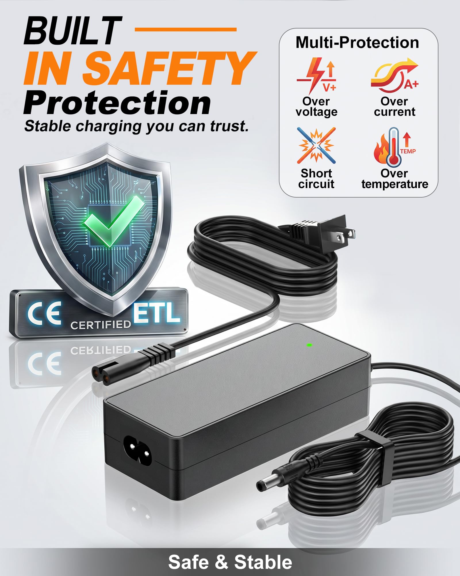 VHBW Chargeur 42 V 2 A compatible avec Kugoo S1 S2 S3 Scooter Prise 5525