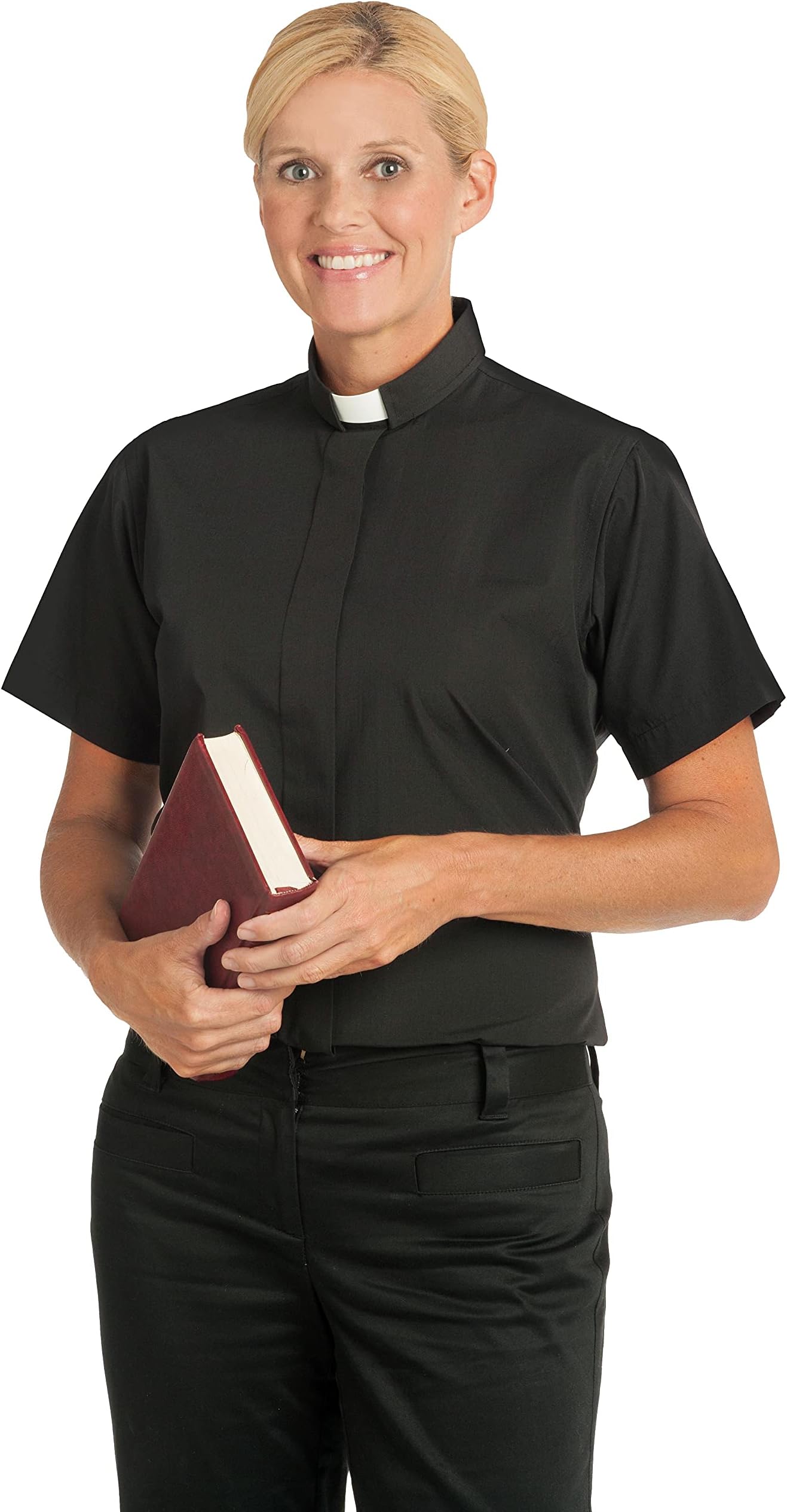38286 Clerical Shirt Women Short Sleev Tab Col Size 20 Black