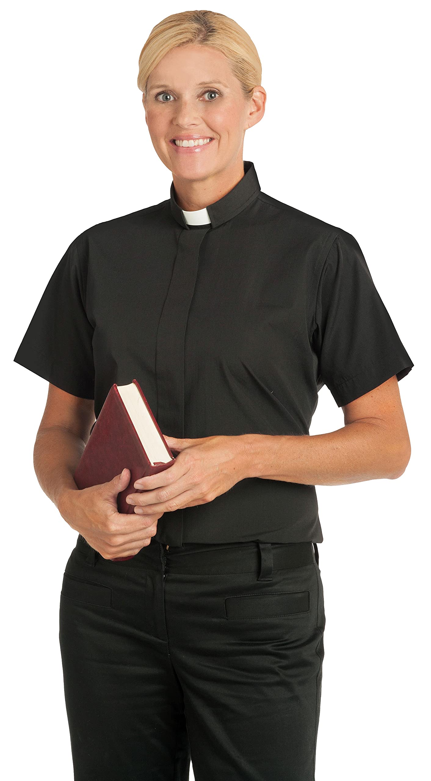 38286 Clerical Shirt Women Short Sleev Tab Col Size 20 Black