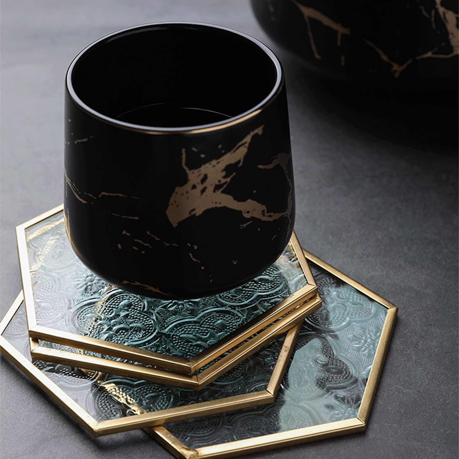sous-Verre Coaster en Verre 6 Bandes de cuivre Coaster en Verre gaufré, Apparence à la Mode Peut être utilisée comme Tampon d'isolation Thermique for la décoration de Meubles Dessous de Verre (Size :