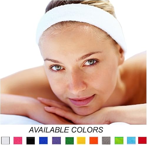 Miniatura 5 de Kenz Laurenz Juego de banda deportiva de algodón, muñequera de tela de rizo que absorbe la humedad, absorbe el sudor, banda para la cabeza,