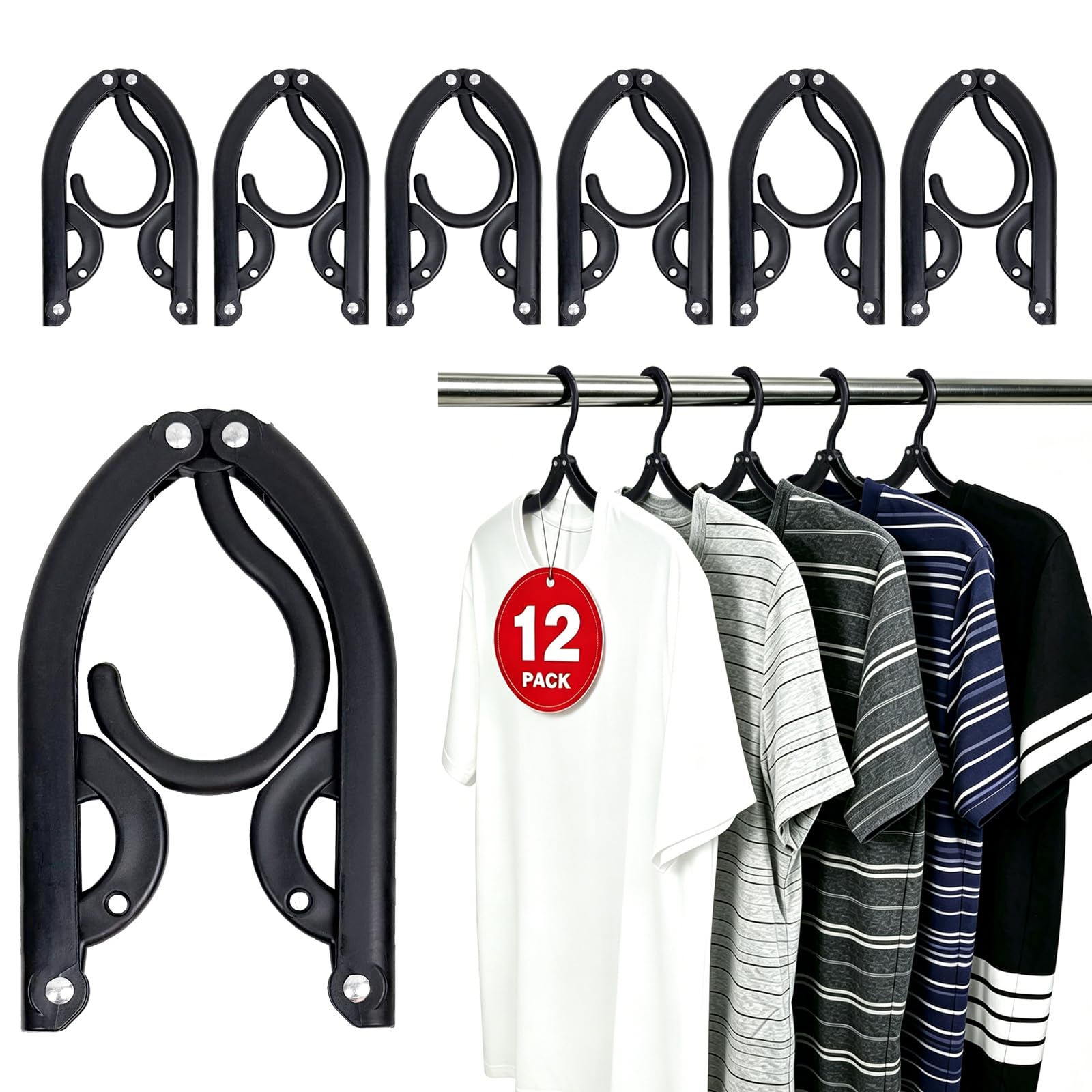Photo 1 of 12PCS Travel Hangers, Portable Foldable Plastic Hangers for Cruise, Black