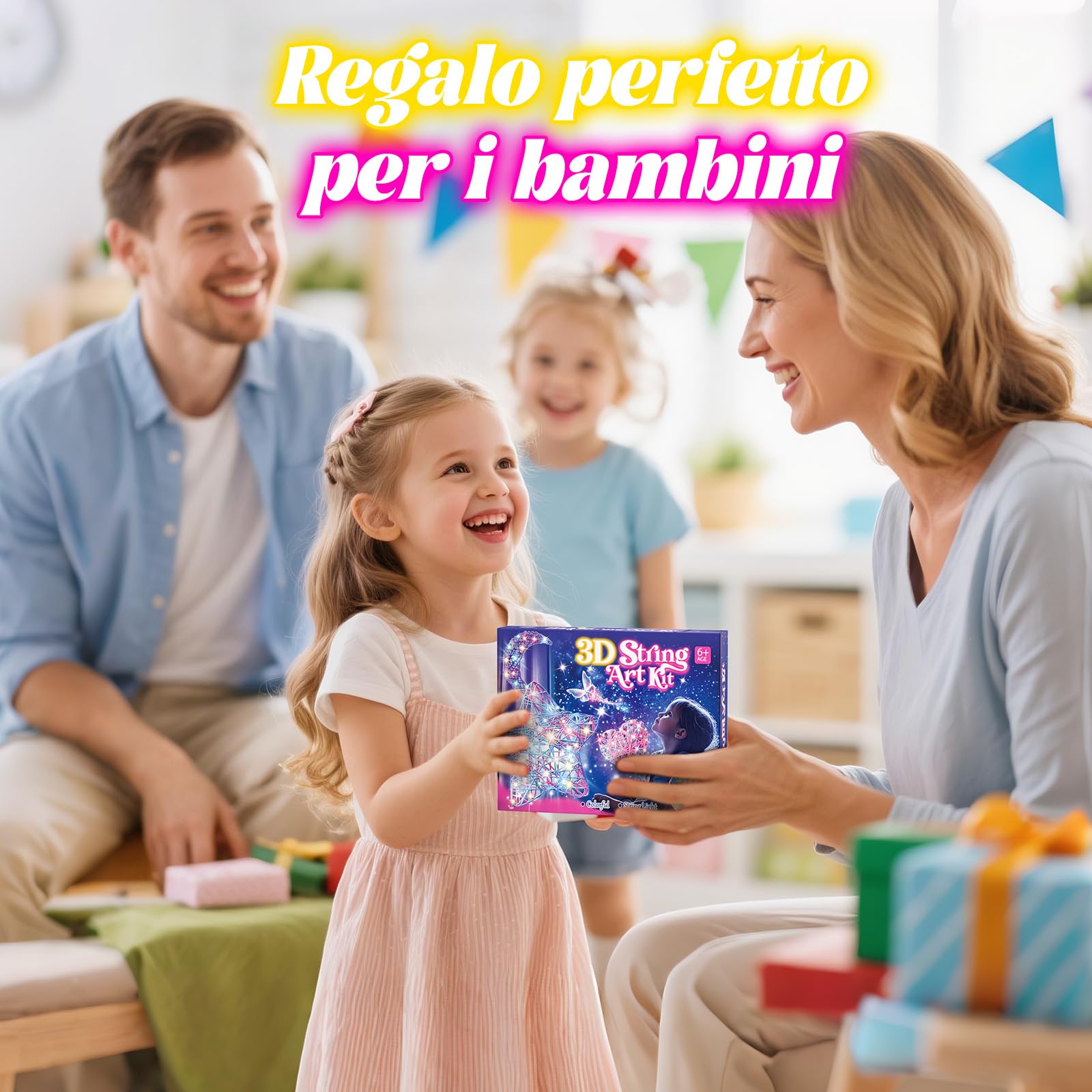 Hapikids Regalo Bambina 6 7 8 9 10 11 12 Anni, String Art Giochi Bambina 8-12 Anni Femmina Kit Fai da Te Regalo per Bambini 8-10 Anni String Art Regali di Compleanno per Bambini