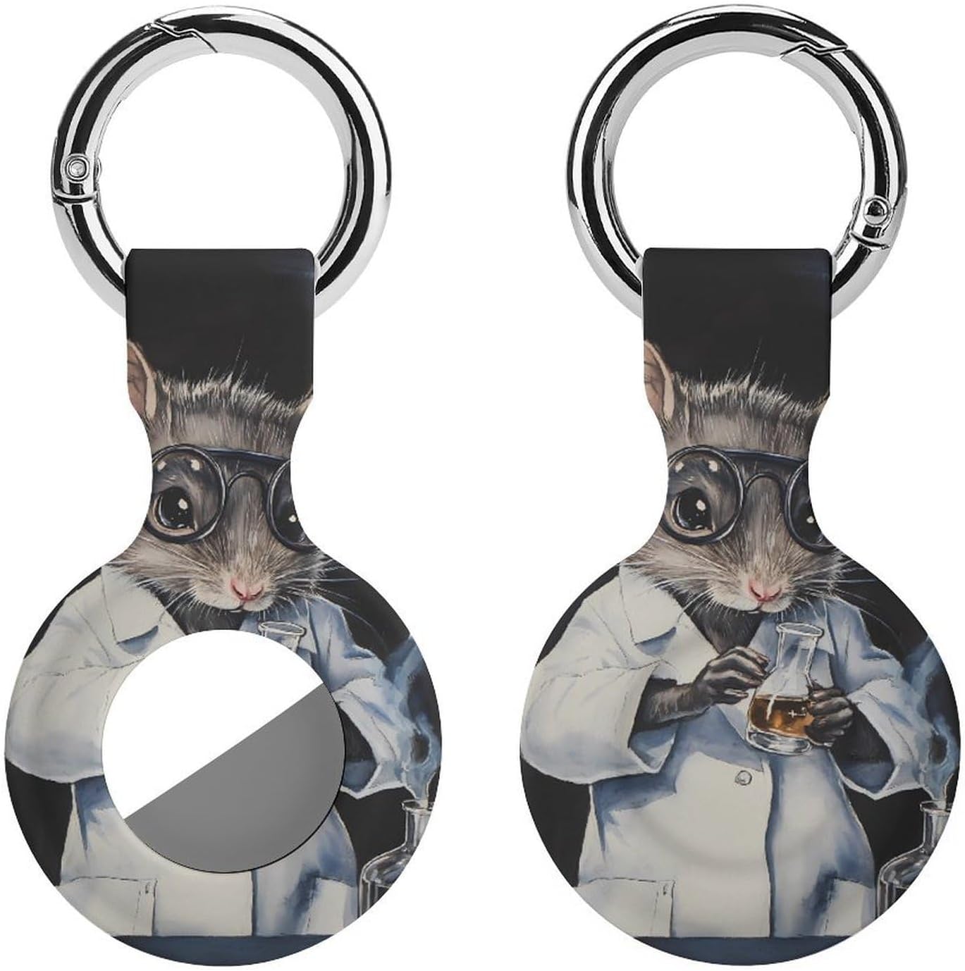 Lab Rat Funny Cover Compatible with AirTag Case Protector GPS Tracker Holder with Keychain