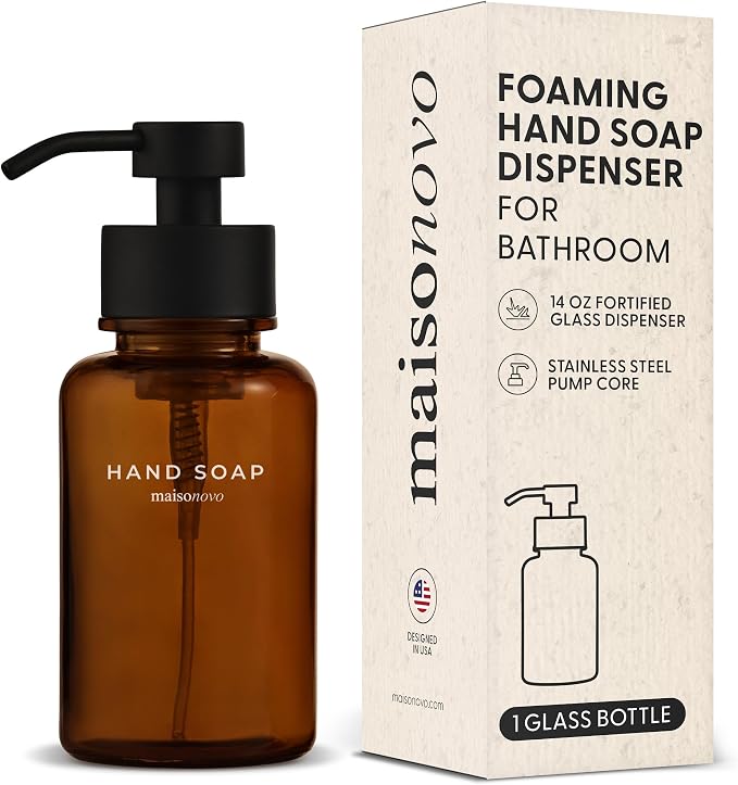 Glass Foaming Hand Soap Dispenser 14 Oz | Amber