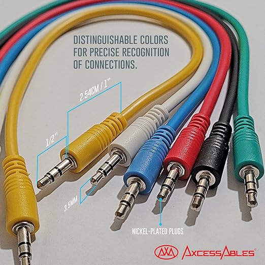 Cable Patch TRS 3.5mm a TRS 3.5mm Balanceado Estéreo 6 Pack 1ft Colores miniatura 5