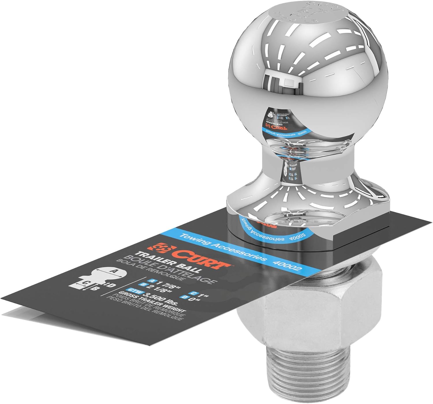 CURT 40002 Chrome Trailer Hitch Ball, 3,500 lbs, 1-7/8-Inch Diameter, 1 x 2-1/8-Inch Shank - Image 4