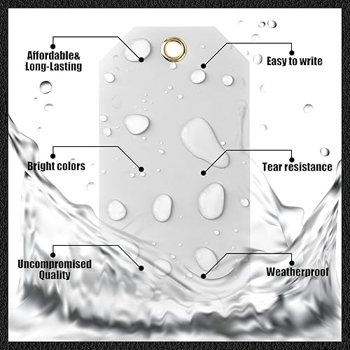 Miniatura 4 de Thyle 500 etiquetas de envío de plástico en blanco con alambre, etiquetas colgantes impermeables con cuerda y agujeros para inventario de equipaje,