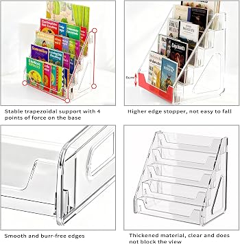 JWShang Card Display Stand, 5-Tier Clear PET Rack for Graded Cards, 1 Pack | Snap-On Riser Display Shelf for Displaying Trading Cards, Slabs, Top Loaders, Postcards on Desks, Shelves, Retail Counters