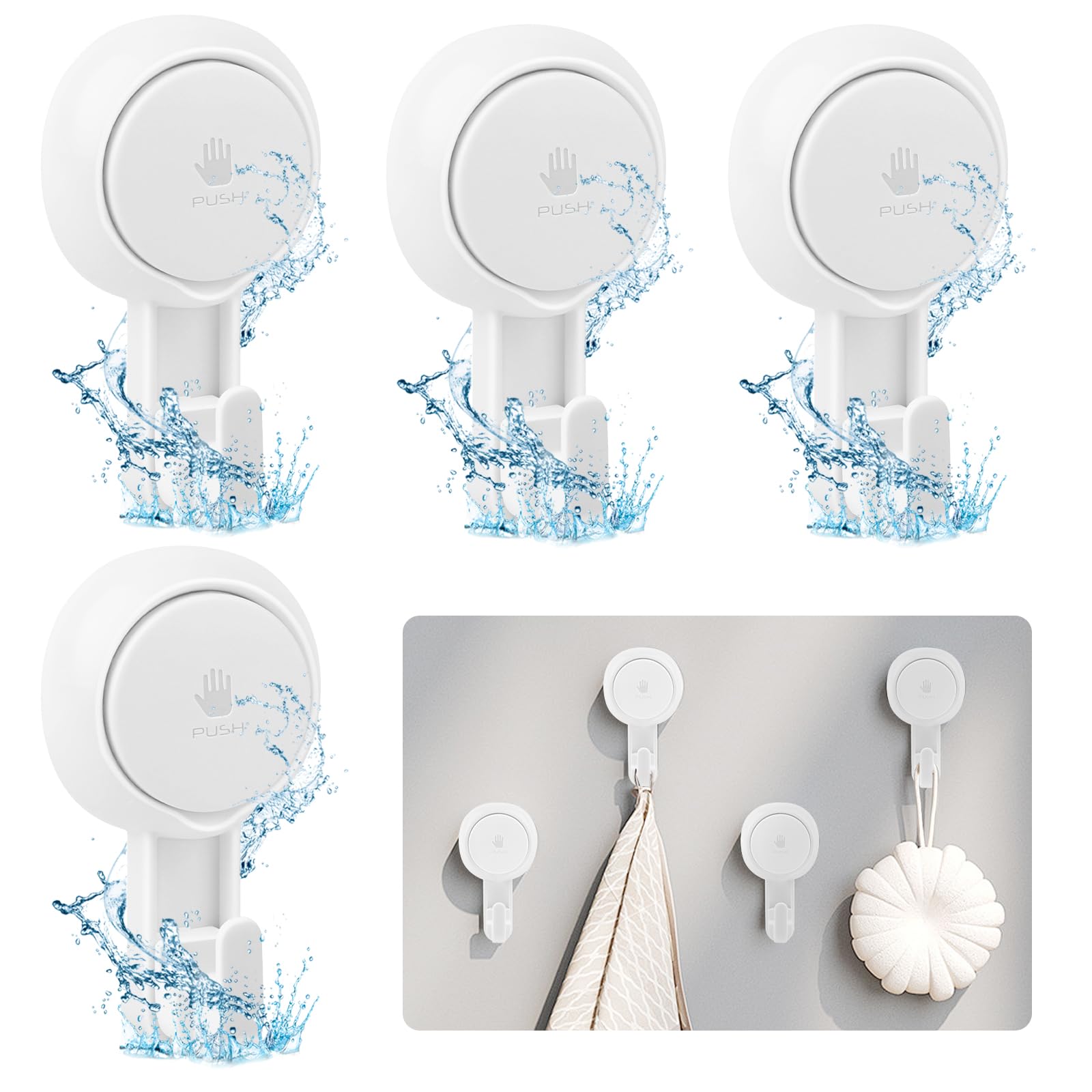 Lot De 2 Crochets Ventouse Puissants 5 Kg - Crochet Aspiration Salle De Bain Cuisine - Sans Perçage, Réutilisables