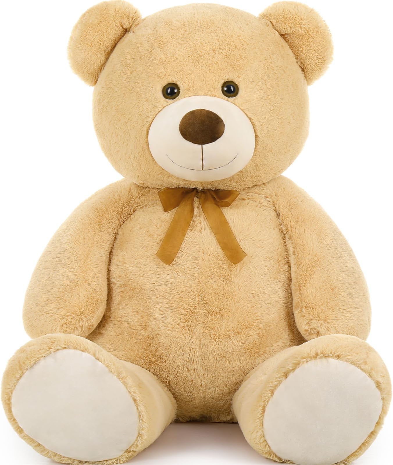 Tezituor Giant Teddy Bear Stuffed Animal 51in, Big Stuffed Bear Plush for Baby Shower, Huggable Large Teddy Bear Gift for Kids, Girlfriend on Birthday, Valentine, Christmas（Tan）