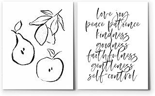 Fruit Of The Spirit, Love, Joy, Peace, Patience... Bible Verse Wall Art Set Of Two, Modern Christian Decor, Scripture Prints, 8" x 10", Unframed