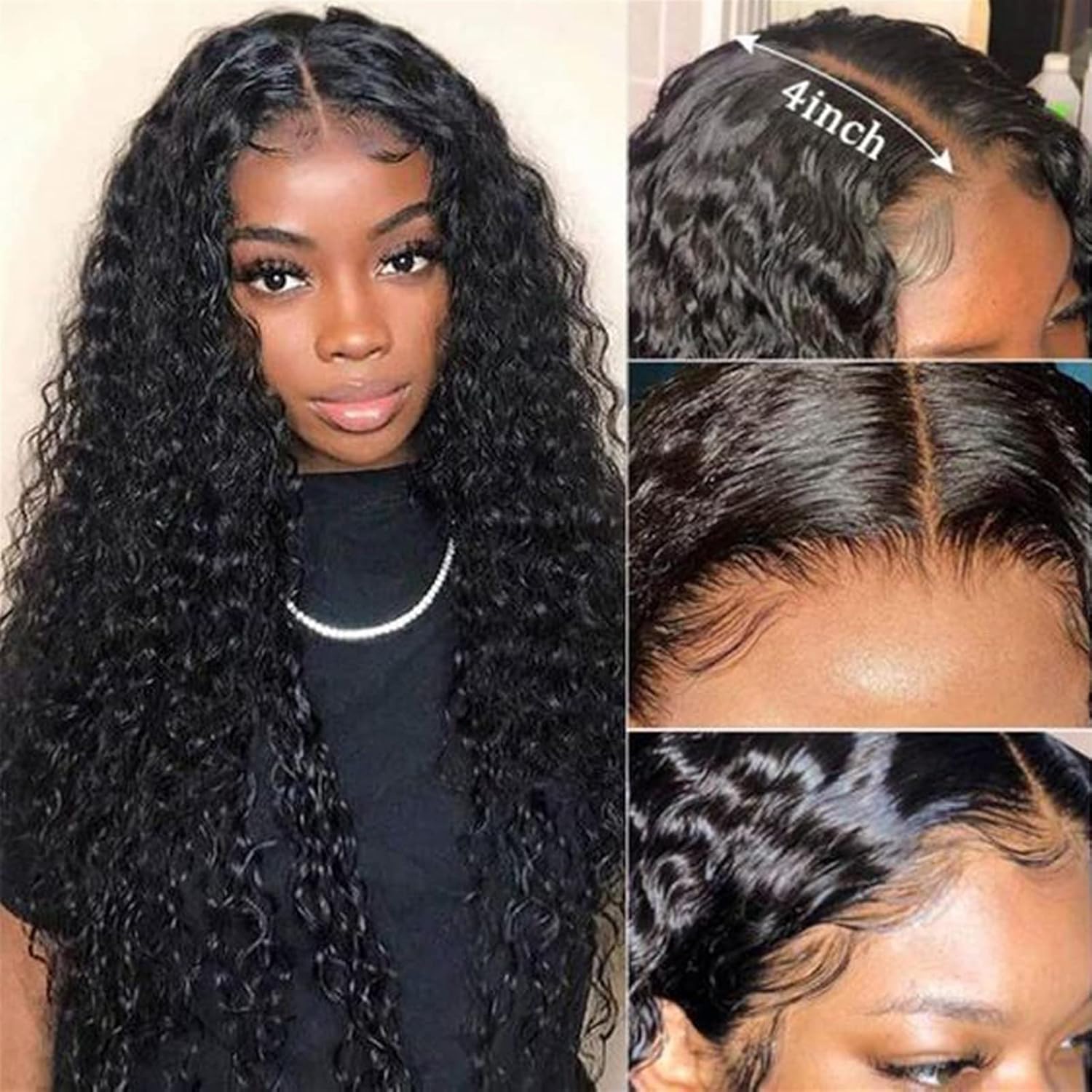 ウェーブレースフロントウィッグウォーターウェーブヒューマンヘアレースウィッグ150％密度インドのレミーヘア4x4 13x4ミディアム
