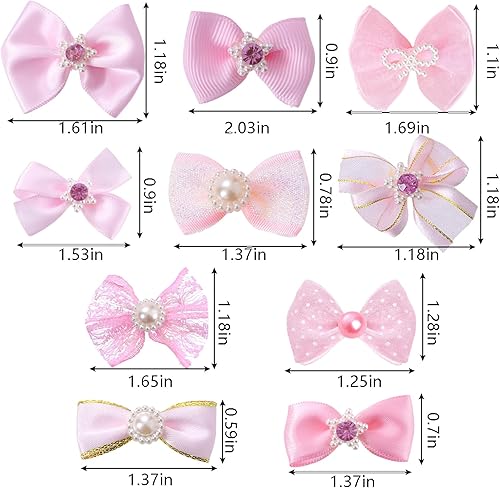 Miniatura 2 de 20 lazos para el pelo de perro con bandas de goma, elásticas hechas a mano, mezcla de estilo mixto, perlas de diamantes de imitación para cachorros,