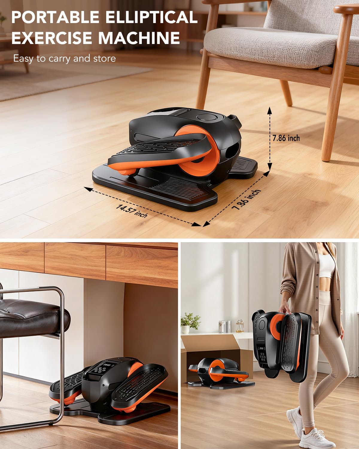 DamKee Under Desk Oval Exercise Machine Electric Oval Leg Exerciser Seen on TV 12 Speed Foot Exerciser for Seniors Portable Mini Seat Pedal Exerciser for Home Office Vertical