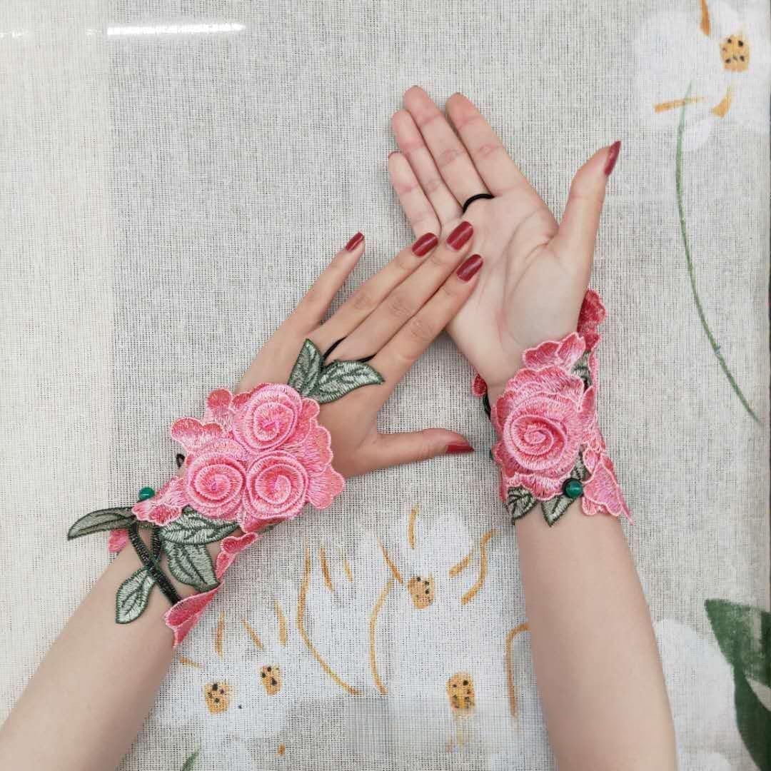 Specell Embroidered Flowers Lace Fingerless Gloves - for Bridal Wedding Cocktail Tea Party Evening Prom Costumes Cosplay - Image 8