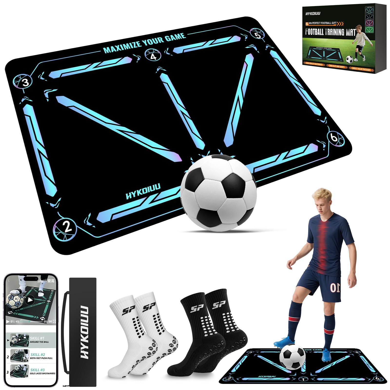 Tappeto Calcio Allenamento Con Video di Allenamento Inclusi Tappetino Per Agilità Accessorio Per L'Allenamento Del Calcio Tappeto Da Allenamento Per Il Calcio Regalo Per